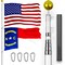 G128 Combo Pack: 25 Ft Telescoping Aluminum Flagpole (Silver) & American and North Carolina Flags 3x5 Ft, Both ToughWeave Series Embroidered Polyester | Pole with Flags Included